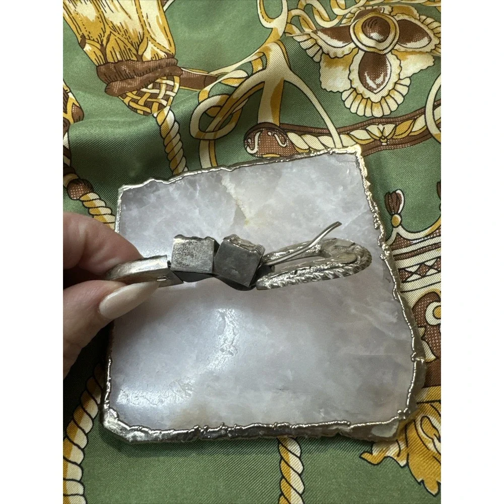 Sterling Silver Jalisco 925 Small Belt Buckle Conco Set Floral Unused Rare